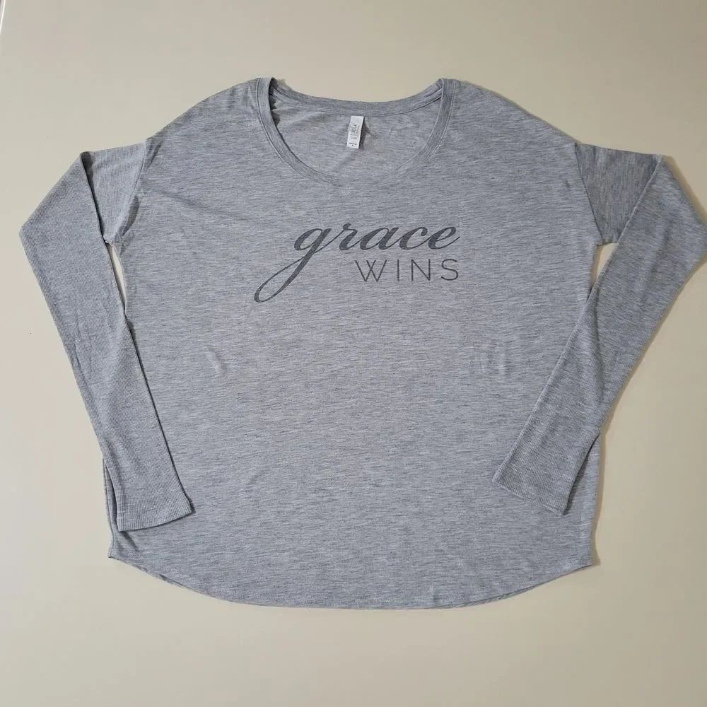 Grace Wins Gray Oversized Long Sleeve Top